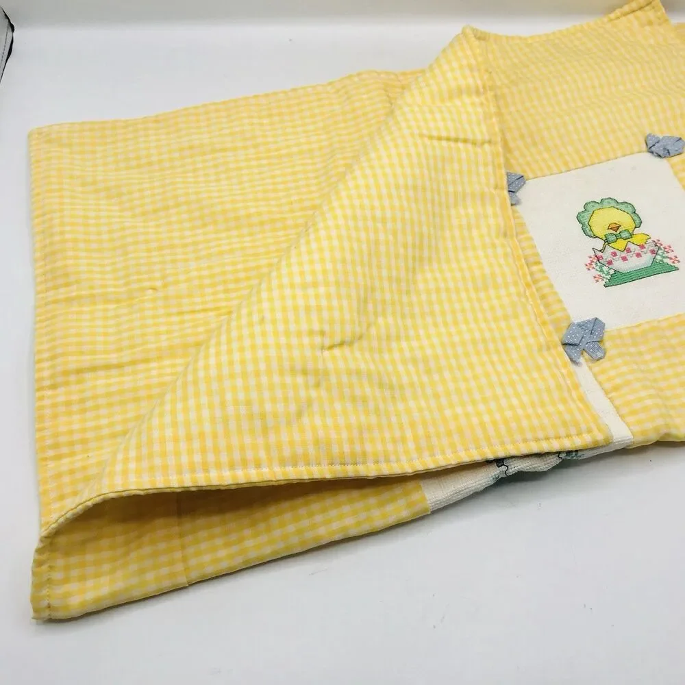 Handmade Small Lap Blanket Baby Infant Counted Cross-Stitch  Cute 21x27.5 Inches